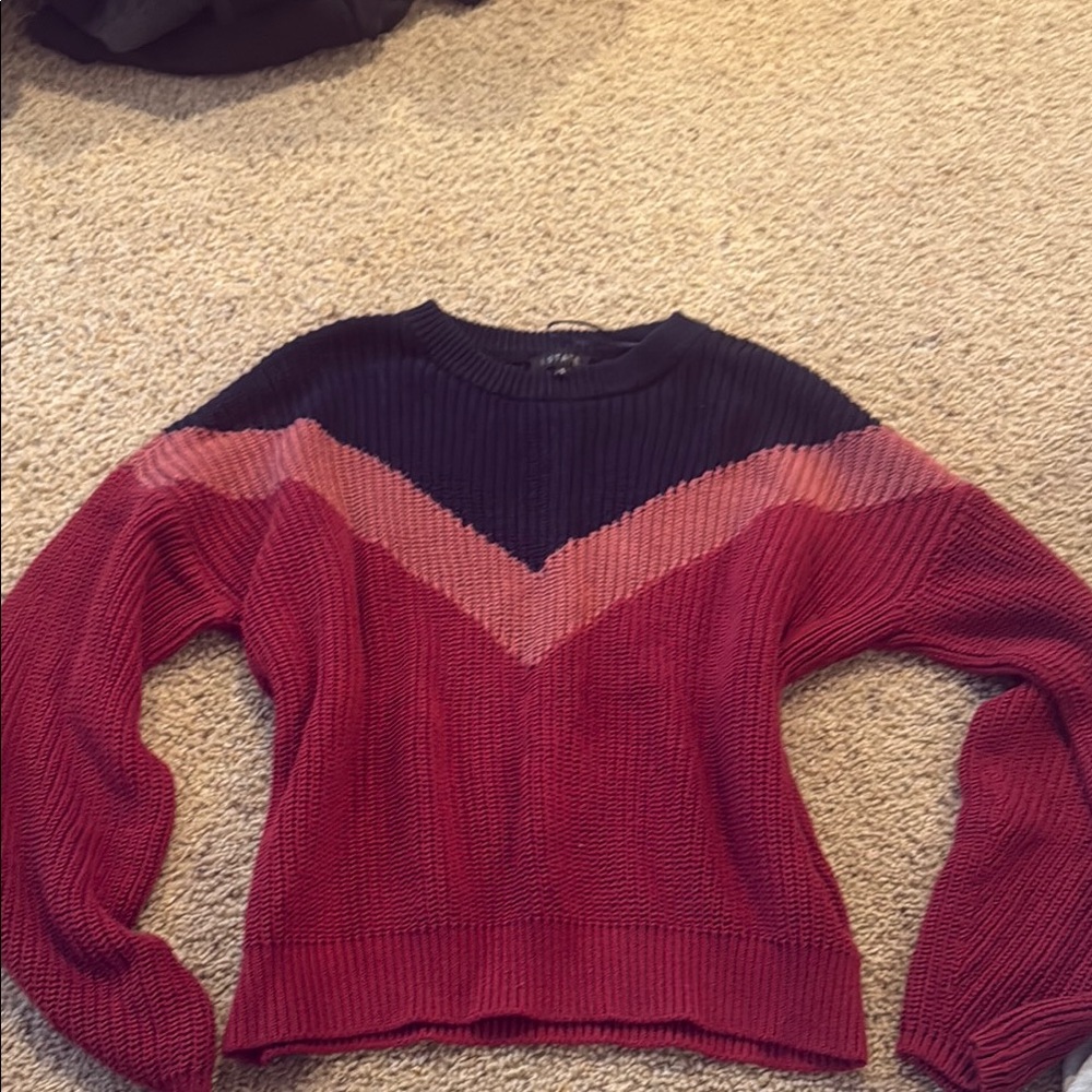 1. State Black and Red Crew Neck Sweater Chevron Design